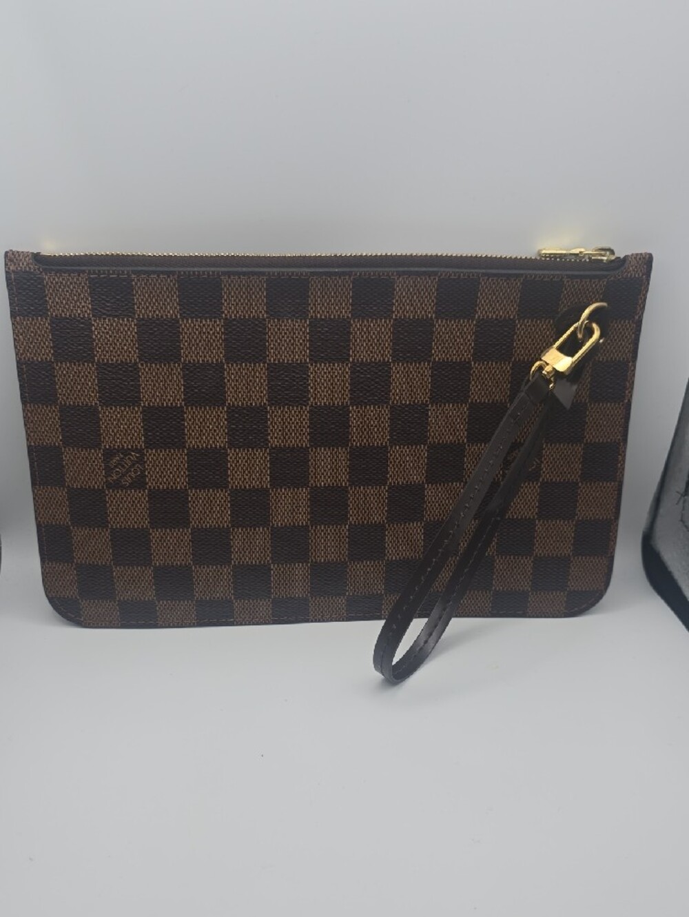 Louis Vuitton Brown/Red Damier Ebene Neverfull MM Pochette Wristlet (NWOT)COA✨️ - Picture 14 of 16